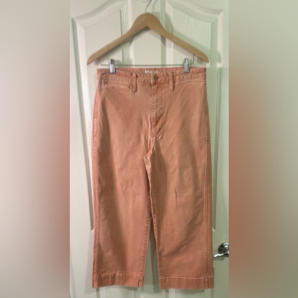 Women’s MADEWELL Ankle Cropped Jeans Peach Distressed Denim Jeans. Size 30.